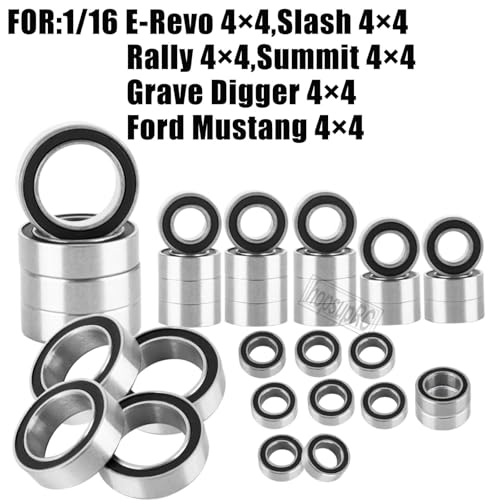Upgrade Parts for 1/16 Slash/Rally/E-Revo/Summit/Grave Digger/Ford Mustang 4X4 4WD,RC Bearings Kit Hops Up.Black. - color: Black(for 1/16)