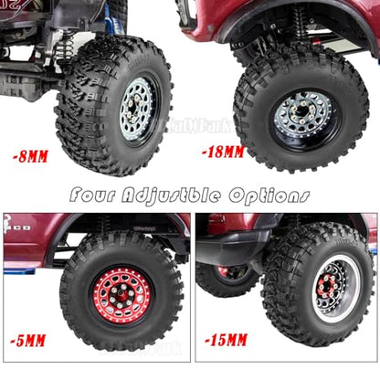 RC 2.2 Beadlock Wheels Adjustable 4 Offsets Rims for 1/10 RC Crawler Car SCX10 SCX10 II 90046 SCX10 III AXI03007 SCX10 Pro TRX4 TRX6 D90 Gen7/8 VS4-10 MST CFX,Black - color: Black (2.2 Beadlock Wheels Rims)