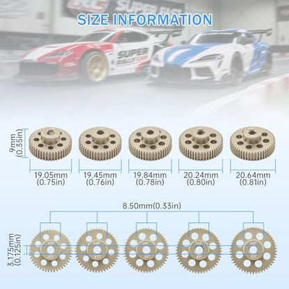 64DP Pinion Gear Set 46T 47T 48T 49T 50T for 3.175 mm Shaft Aluminium Alloy Pinion Gear with Screwdriver for 1/10 RC Car Motor - size: 46T 47T 48T 49T 50T