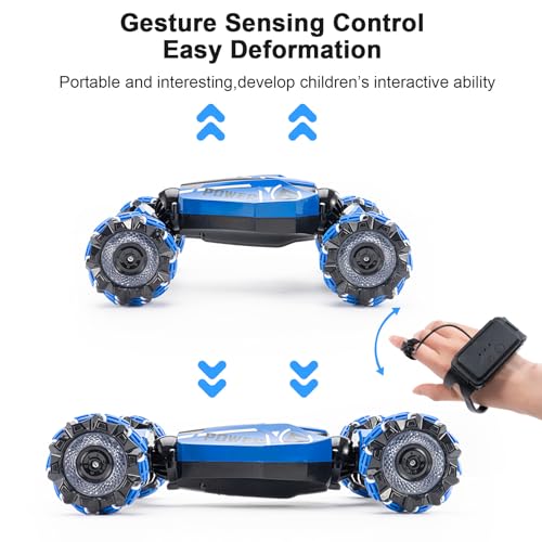 Gesture RC Car, 4WD Gesture Sensing RC Stunt Car Toys for 6-13 Ages Boys Girls, Drift Hand Controlled Remote Control Twist Cars 360° Rotation with Lights Music for Birthday Gifts