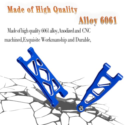 Aluminum Front Rear A Arms Upgrades Part for 1/18 Granite Grom Mega 380 Brushed 4x4 Monster Truck RTR,Alloy Front Rear Suspension A Arms Hops Up,8PCS,Navy Blue - color: Blue(8pcs)