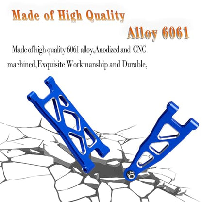 Aluminum Front Rear A Arms Upgrades Part for 1/18 Granite Grom Mega 380 Brushed 4x4 Monster Truck RTR,Alloy Front Rear Suspension A Arms Hops Up,8PCS,Navy Blue - color: Blue(8pcs)