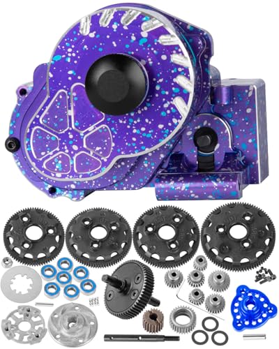 Metal Magnum 272R Assembled Transmission Upgrades Part for 1/10 Slash/Rustler/Stampede/Bandit 2WD VXL. Gearbox Transmission Bundle with Tooth Spur Gear Hops Up. #9495 Purple&Blue - color: Purple&blue(for 1/10)