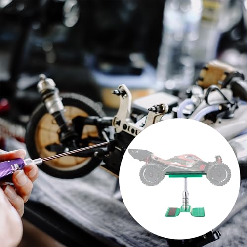 MECCANIXITY 1 Set RC Car Work Stand Lift Lower Aluminum Repair Workstation 360 Degree Rotation with Green Screw Tray and Screw Box for 1/8 1/10 1/16 Scale RC Car Crawler Truck Vehicle (Green) - color: Green