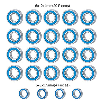 24PCS Steel Rubber Sealed Bearing Kit for Tamiya Super Clodbuster | Super Clodbuster & Bullhead RC Crawler Car Upgrade Parts