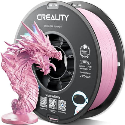 Official Creality PETG 3D Printer Filament 1.75mm 1KG (2.2lbs), Pink | High Precision Strong Toughness, Odorless Better Flow Moistureproof 3D Printing Ender Filament - color: Petg-1kg Pink, size: 1.75 mm