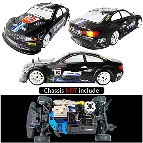 SANTAIZI 1/10 Scale E92 Style RC LEXAN Body Shell Replacement for Drift Racing Touring On-Road Car Width 200mm with Decal Sheet (Black) - color: Black