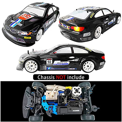 SANTAIZI 1/10 Scale E92 Style RC LEXAN Body Shell Replacement for Drift Racing Touring On-Road Car Width 200mm with Decal Sheet (Black) - color: Black