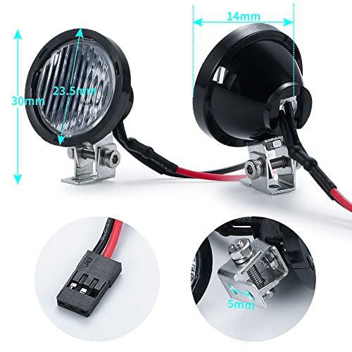 MORLORDY 2Pcs RC Roof Light Headlight Spotlight for 1/10 Scale Axial TRX4 TRX6 SCX10 90046 Redact Gen8 RC Crawler Buggy Truck,Round