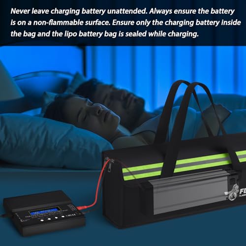 FLASLD 2-Pack Lipo Fireproof Bag Ebike Accessories Battery Charging Case Charge Explosionproof Bag Large Capacity Lipo Battery Storage Guard Safe Box (19.3 x 4.3 x 7in) - color: 19.3 x 4.3 x 7inch - 2 Pack