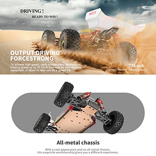 GoolRC WLtoys 144010 Brushless RC Cars for Adults, 1:14 Scale Remote Control Car, High Speed Racing RC Buggy, 2.4GHz RC Drift Car with Metal Chassis