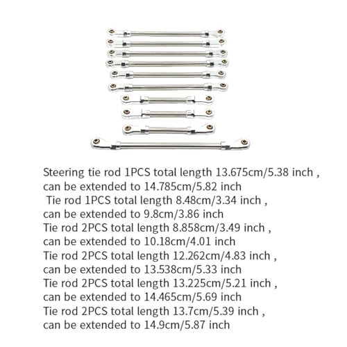 10 Pieces Steering Servo Link RC Car Pull Rod Metal Upgrade Linkage Model Parts Sturdy Construction Suitable for WLtoys 1/10 RC Truck, Argent - color: Argent