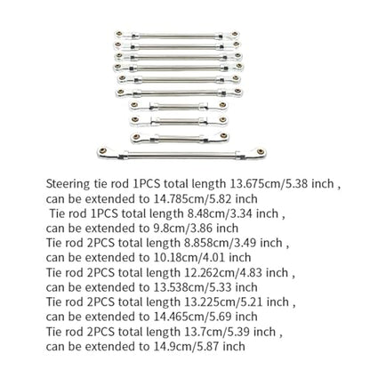 10 Pieces Steering Servo Link RC Car Pull Rod Metal Upgrade Linkage Model Parts Sturdy Construction Suitable for WLtoys 1/10 RC Truck, Argent - color: Argent