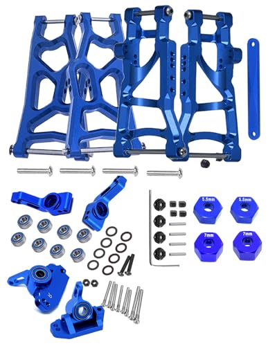 Upgrades Part for 1/10 Slash 2WD,Alloy Front Rear Suspension Arm,Caster Block,Steering Blocks,Rear Stub Axle Carriers Upgrades Hops Up Set for Slash 2WD,Navy Blue - color: Navy Blue