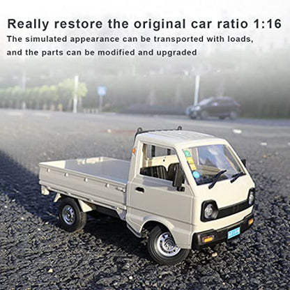 D12Mini Kei Truck RC Car 1/16 2.4Ghz Remote Control Rock Crawler Off Road Truck with Brushed Motor, LED Headlights, Middle Engine Rear Drive RTR Toys Car for Adults