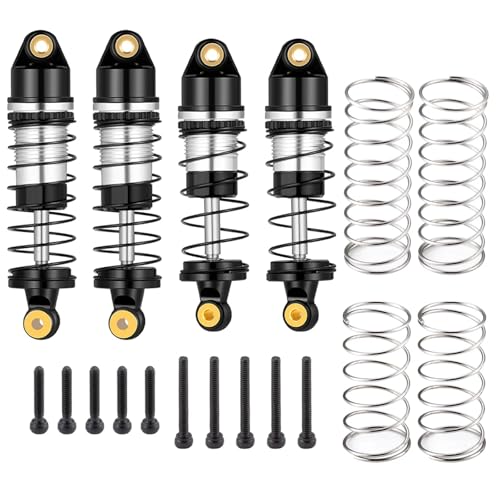 for Losi Micro-B 2WD 1/24 4Pcs/Set Front&Rear Aluminum Alloy Shock Absorbers for Buggy RC Car Upgrade Parts Decorative RC Cars Models Parts - color: Black