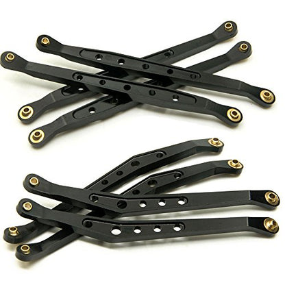 8 Pcs Aluminum Linkage Rod Arm Set/Upper and Lower Suspension Links Set of 8 for 1/10 Axial Wraith 90018 RC Truck (Black, Type A)