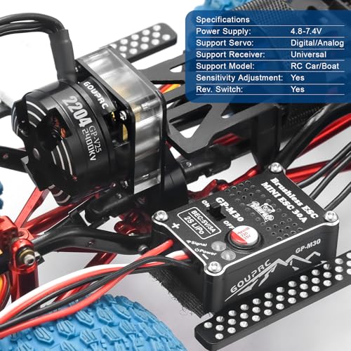 GOUPRC Upgarde 30A Brushless Esc & 2204 2400KV Brushless Outrunner Motor with Transmission for SCX24 RC Crawler Axial 1/24 RC Car Truck Black - style: 30A ESC & Clean Transmission Motor