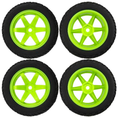 75mm/2.95'' Rubber Tires & Plastic Wheel Rims 12mm Hex w/Foam Compatible with HSP Tamiya HPI Kyosho 1/10 1/12 On-Road RC Touring Car,WLtoys 1/14 144001 RC Buggy (Green) - color: Green