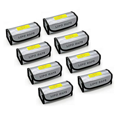 8 Pack LiPo Fireproof Explosionproof Safety Bag |ExpertPower|for Lithium Battery & DJI Mavic & DJI Phantom 3 Battery|Guard Charging and Storage Safe Bag (7.3 x 3.0 x 2.5 Inches)