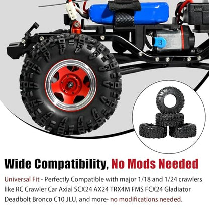 1.3 Tires for SCX24 & TRX4M 63.2 26.7mm RC Crawler Tires Upgrades with Foam Inserts Compatible with Traxxas Axial 1/18 1/24 Scale RC Cars Aggressive Mud Terrain Swamp Claw Design - size: 1.3-66mm-mzt