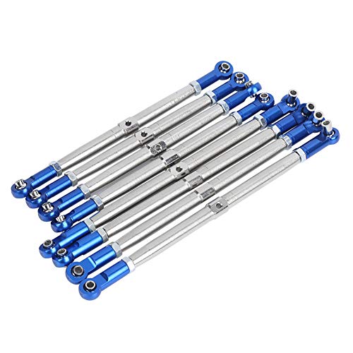 8PCS Metal Adjustable Tie Link Rod, Blue Silver Aluminum RC Car Parts for 1/10 2.0 5319X 5338R