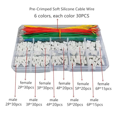 Jst 1.25mm Male Female Connectors Socket and Plug Kit with 15cm Pre-Crimped Silicone Cables Wire for Pixhawk Flight Controller