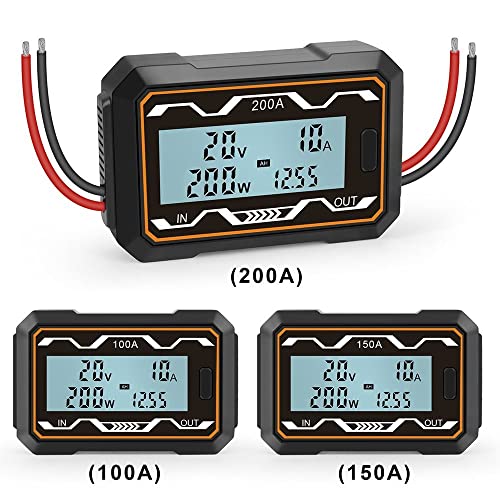 RC 200A Watt Meter Power Analyzer High Precision 200A Power Analyzer Battery Tester LCD Electric Analyzer Voltmeter Ammeter(200A)