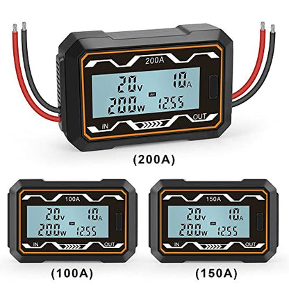 RC 200A Watt Meter Power Analyzer High Precision 200A Power Analyzer Battery Tester LCD Electric Analyzer Voltmeter Ammeter(200A)