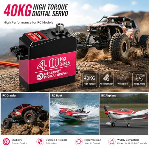 RC Servo, 40kg High Torque High Speed Waterproof Digital Servo Motor, Stainless Steel Gear for RC Models - size: 40kg-180°