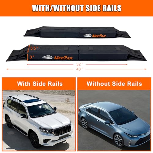 Kayak Car Roof Rack Pad for Kayak Surfboard SUP Canoe Soft Roof Rack Pads | Universal soft roof rack for kayak surfboard Include 2 Tie Down Straps,2 Tie Down Rope,2 Quick Loop Strap,Storage Bag - size: 32 Inch