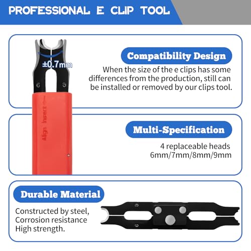 E Clips Assortment Kit With Removal and Installation Tool, 4 Sizes (6/7/8/9/mm) Snap Ring Kit & 40Pcs Retaining Rings for Bearing Fixation - style: Size-6/7/8/9mm