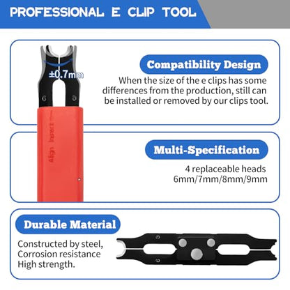 E Clips Assortment Kit With Removal and Installation Tool, 4 Sizes (6/7/8/9/mm) Snap Ring Kit & 40Pcs Retaining Rings for Bearing Fixation - style: Size-6/7/8/9mm