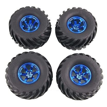 4PCS Wheel and Rubber Tire Set for 1/10 RC Monster Truck HIMOTO HSP HPI Tamiya Kyosho - color: Blue