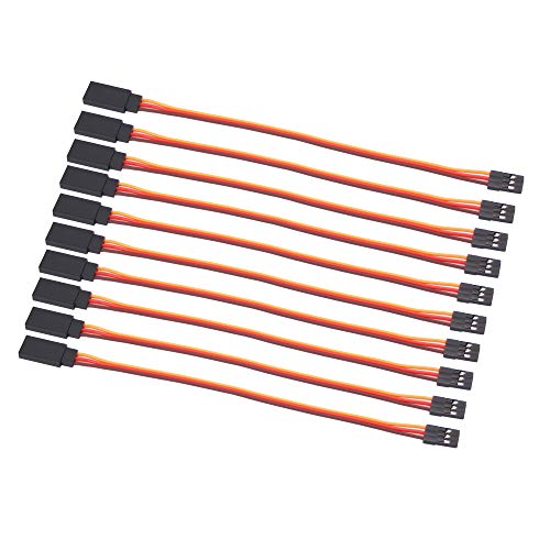 10pcs 15cm 3-pin Male to Female Cable Remote Control Servo Extension Lead 22awg 60cores Wire (C62-10)