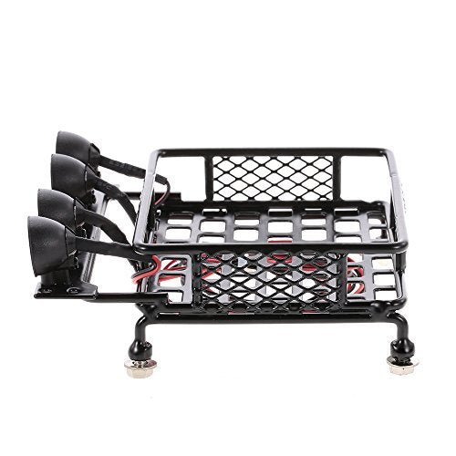 mewmewcat Roof Rack Luggage Carrier with Light Bar for 1/10 RC Crawler Axial SCX10 D90 110 TRAX4 HSP RC Car Parts