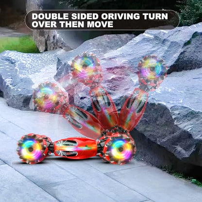 Gesture RC Car, 1:18 4WD Transform Off-Road Stunt Car with Gesture & Remote Control, 360° Flips Drift Vehicle with LED Lights Music, All Terrain Toy Cars Gifts for Boys Girls Age 6-12 - style: 1:18 Red Spider