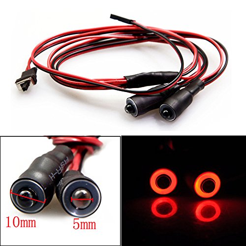 QUE-T 10mm 2 LEDs Angel Eyes & Demon Eyes LED Headlight/Back Light for 1:10 RC Model Crawler Cars, (Red + White, 10MM) - color: Red + White, size: 10MM
