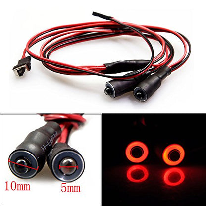 QUE-T 10mm 2 LEDs Angel Eyes & Demon Eyes LED Headlight/Back Light for 1:10 RC Model Crawler Cars, (Red + White, 10MM) - color: Red + White, size: 10MM