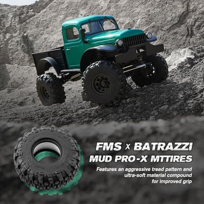 FMS 1/24 FCX24S Power Wagon S Brushless RC Crawler RTR, 4X4 RC Off-Road Trucks with BATRAZZI Upgrade Tires, RC Rock Crawler for Adult, Remote Control &LED Lights&2 Speed Switch(Metallic Green) - color: Green