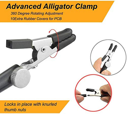 NOEVSBIG Magnetic Helping Hands Soldering Station with Large & Heavy Duty Base,2.16-inch Jaw Opening Soldering Clamp,4 PCB Holders,4 Flexible Arms Helping Hands for Electronic Repair Soldering Jewelry
