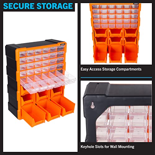 Stalwart Plastic Storage Drawers - 39-Drawer Screw Organizer, Black - size: 39-Drawer Screw Organizer