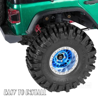 Rc 1.9 Inch Wheel Rims & Tires Wheels for 1/10 RC Crawler Car SCX10 SCX10 II SCX10 III 90046 TRX6 TRX4 D90 VS4-10 Gen8 MST CFX,Aluminum RC 1.9 Beadlock Tires Wheel,Navy Blue - color: Navy Blue (1.9 Tires Wheels)