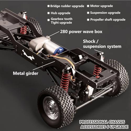 Goolsky RC Rock Crawler, 1:12 Scale Remote Control Car, 4WD Off Road RC Truck, 2.4Ghz All Terrains Climbing Vehicle, RC Car with LED Lights for Adults, Include 2 Batteries (Silver) - color: Silver