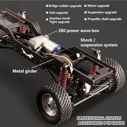 Goolsky RC Rock Crawler, 1:12 Scale Remote Control Car, 4WD Off Road RC Truck, 2.4Ghz All Terrains Climbing Vehicle, RC Car with LED Lights for Adults, Include 2 Batteries (Silver) - color: Silver