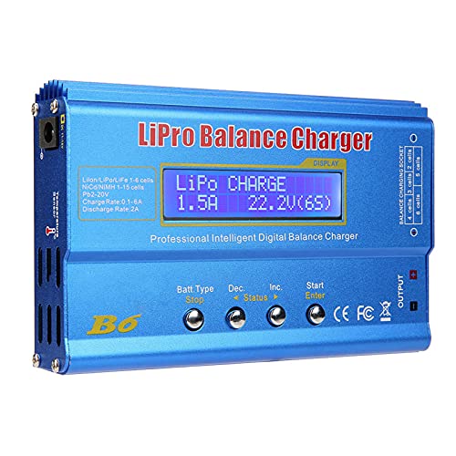 Shkalacar Professional Balance Charger/Discharger with Power Supply for LiPo，Li-ion，Li-Fe，LiHV Battery (1-6S), NiMH，NiCd (1-15S), Rc Hobby Battery Balance Charger, 80W 6A