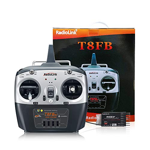 Radiolink T8FB 2.4ghz 8 Channels RC Radio Transmitter and Two R8EF Receivers Set Dual Stick Remote Controller for Airplane Boat Car Robot and More (Mode 2)