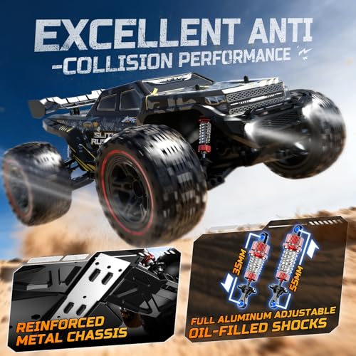 DEERC 1:10 Large Remote Control Cars for Adults & Boys，High Speed 4WD Off-Road Remote Control Truck