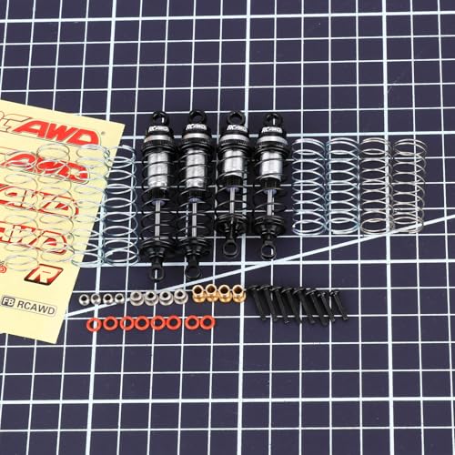 RCAWD Alloy Front Rear Shock for Losi 1/16 Mini-B 1/18 Mini-T Shocks Series Upgrades Part Black - color: Black
