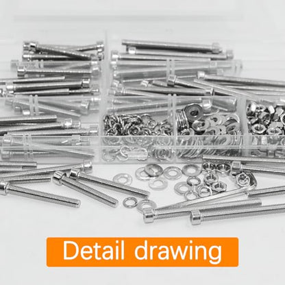 321 Pcs M4 Screw Assortment Kit, Assorted Metric Bolts and Nuts Kit, 304 Stainless Steel Hex Socket Head Cap Screws and Washers Set, M4 Nuts and Bolts with Hex Wrench - size: M4x30/35/40/45/50mm-321Pcs